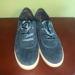 Tom's Teal Corduroy Comfort Sneakers Topanga Preppy Shoes Size 7.5 Velvet Blue